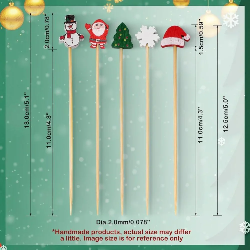 100-Pack Snowflake Bamboo Cocktail Picks - 5 Inch Perfect for Holiday Appetizers